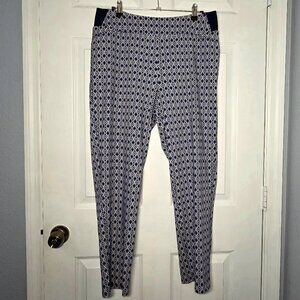 Investments Pull-On Blue & White Ankle, Tapered Pants - Size 14 (Women's)